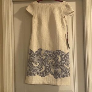 Vince Camuto blue and white shift dress